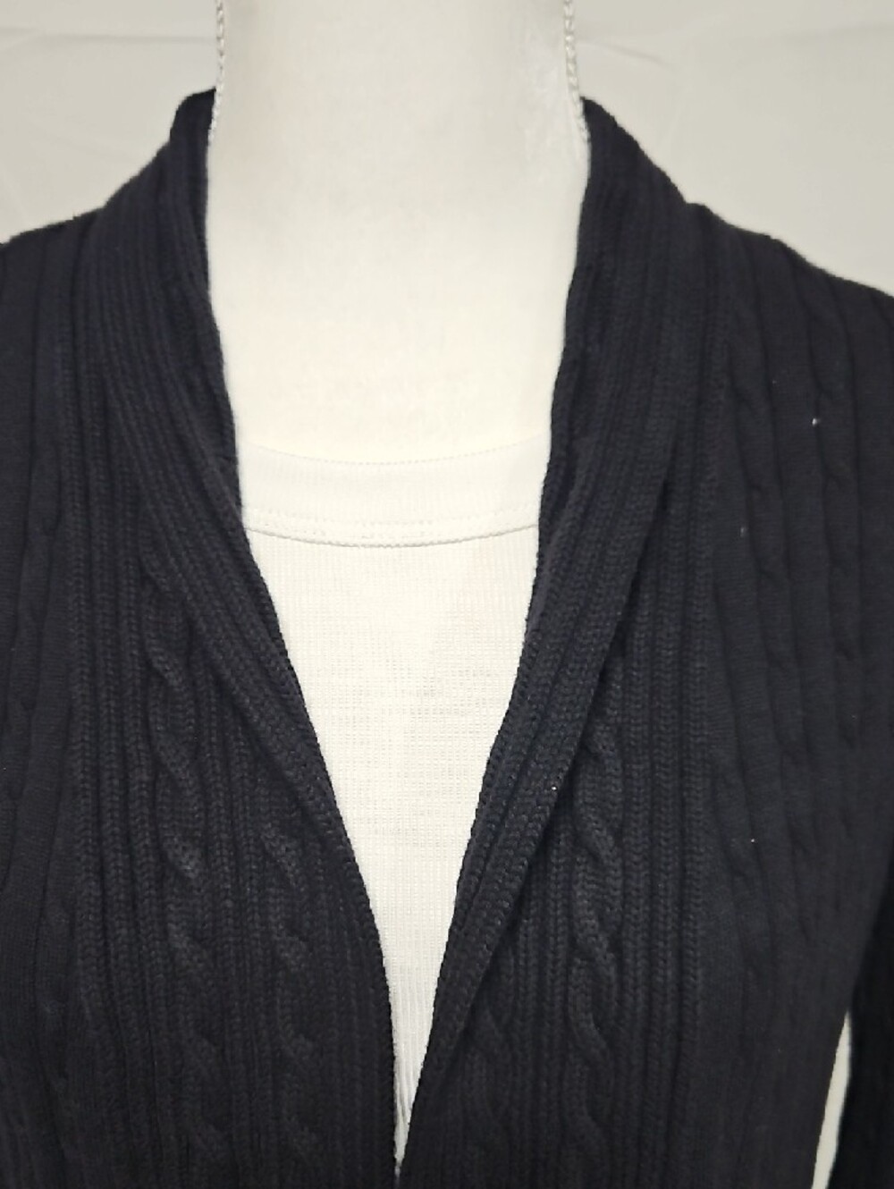Kim Rogers Black Open-Front Cable Knit Cardigan - Picture 2 of 6